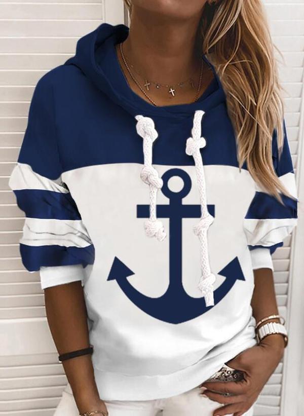 Damen Hoodie mit Anker-Motiv - Maritimer Kapuzenpullover-Luzern Mode