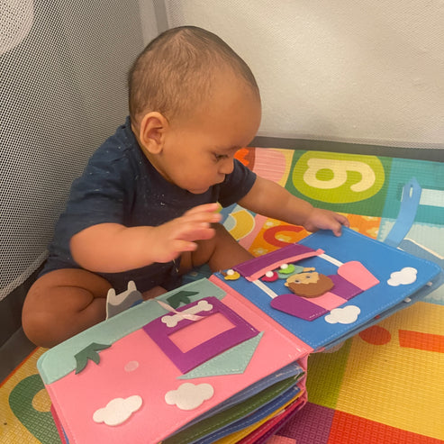 Babybuch | Farbenfroh | Weicher Stoff | Montessori | Knistern | Waschbar-Luzern Mode