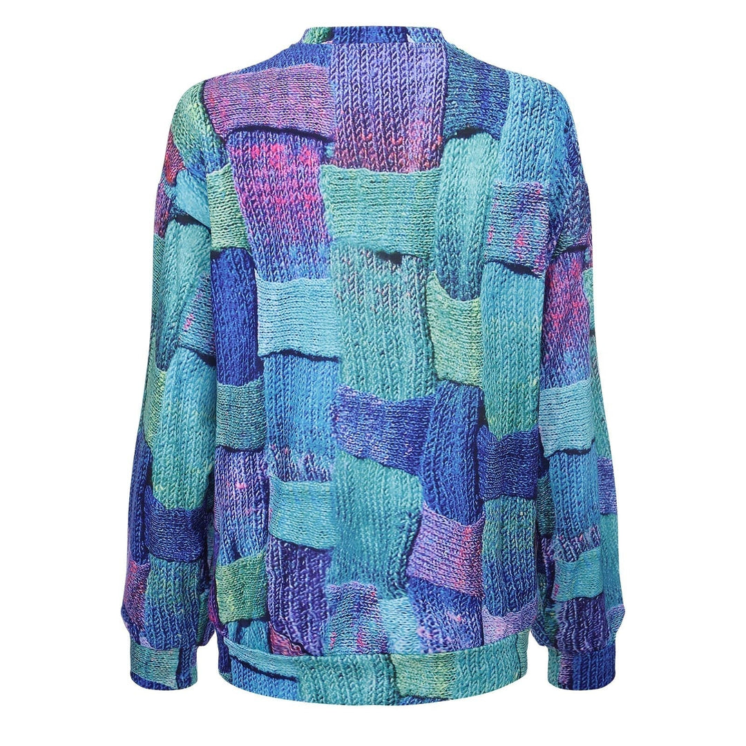 Damen Strickpullover Patchwork Design - Modischer Look-Luzern Mode