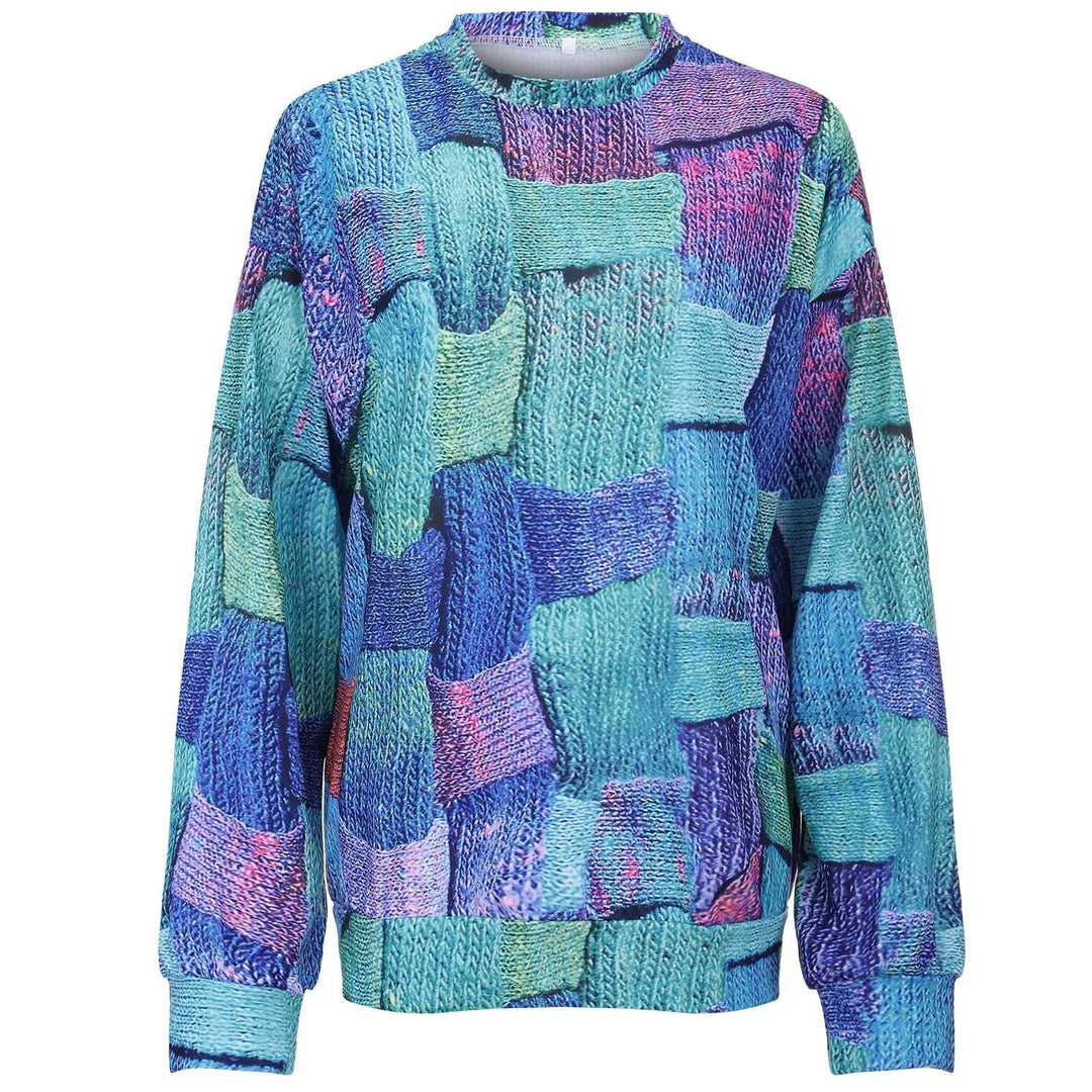 Damen Strickpullover Patchwork Design - Modischer Look-S-Luzern Mode