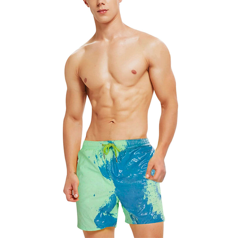 Herren Thermo Badeshorts | Farbwechsel im Wasser | Sommer Badehose 2025-Grün-S-Luzern Mode
