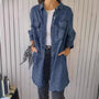 Damen Jeansjacke Langarm mit Taschen - Modische Übergangsjacke-Dunkelblau-M-Luzern Mode