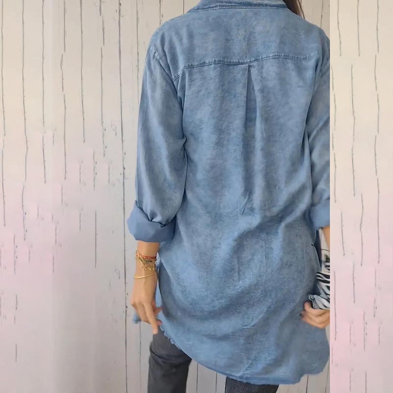 Damen Jeansjacke Langarm mit Taschen - Modische Übergangsjacke-Luzern Mode