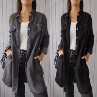 Damen Jeansjacke Langarm mit Taschen - Modische Übergangsjacke-Luzern Mode