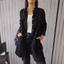 Damen Jeansjacke Langarm mit Taschen - Modische Übergangsjacke-Schwarz-M-Luzern Mode