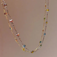Damenkette | Bunte Steine Stilvoll Silber Gold Langlebig Fein-Gold-Luzern Mode