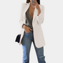 Damen Blazer Lang Elegant Büro Outfits für Business Look-Weiß-S-Luzern Mode