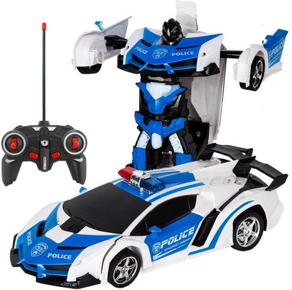 Lenkbare Auto | Transformer | Fernbedienung | Stabil | Roboter-Blau Weiß-Luzern Mode