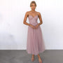 Festliches Damen Midikleid mit Trägern für besondere Anlässe-Rosa-2XS-Luzern Mode