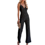 Damen Jumpsuit Spitze | Rückenfrei | Bodycon Schnitt | Sommerfest Abendlook-Schwarz-S-Luzern Mode