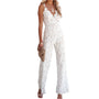 Damen Jumpsuit Spitze | Rückenfrei | Bodycon Schnitt | Sommerfest Abendlook-Weiß-S-Luzern Mode