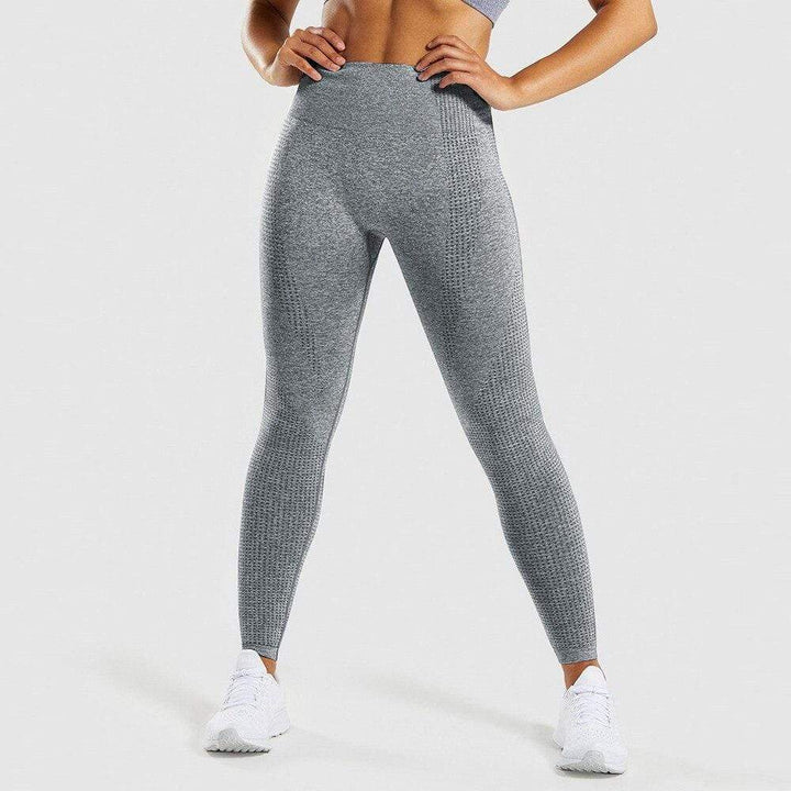 Damen Sport Leggings Nahtlos Hohe Taille Fitness Yoga-Grau-S-Luzern Mode