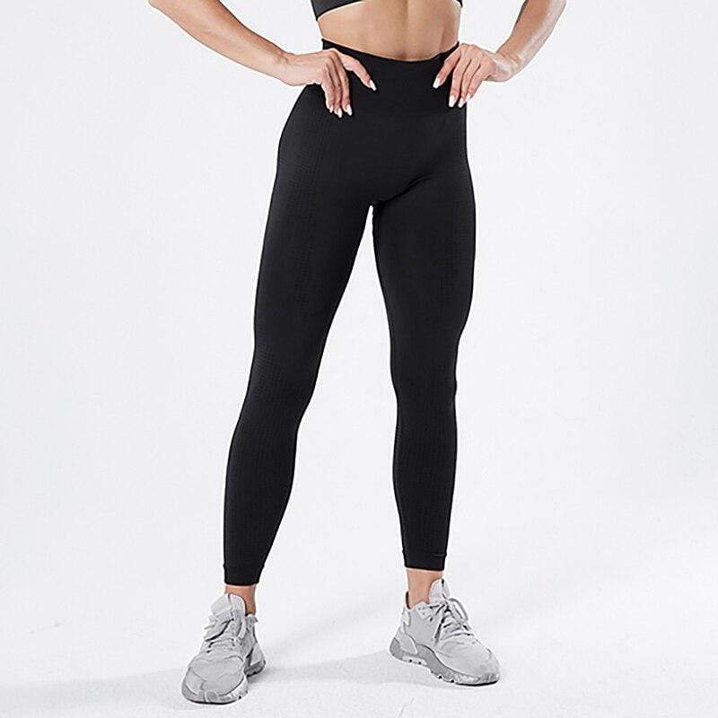 Damen Sport Leggings Nahtlos Hohe Taille Fitness Yoga-Schwarz-S-Luzern Mode