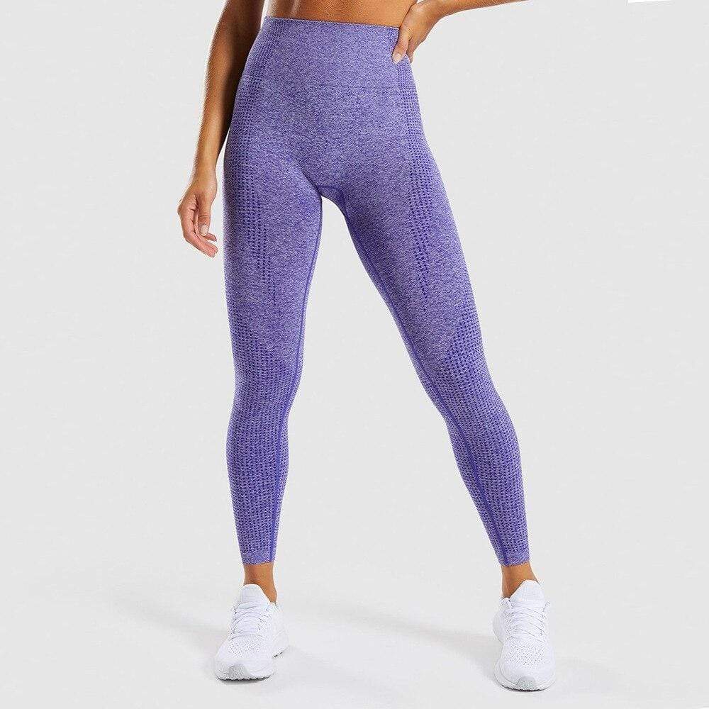Damen Sport Leggings Nahtlos Hohe Taille Fitness Yoga-Violett-S-Luzern Mode