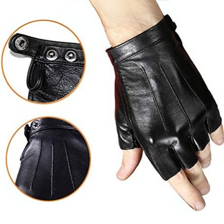 Herren Fingerlose Lederhandschuhe für Motorradfahren-Luzern Mode
