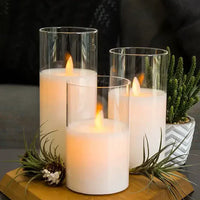 Flammenloses Kerzenset | Sicher Nachhaltig Stimmungsvol Knusprig Wiederverwendbar-Transparent-Luzern Mode