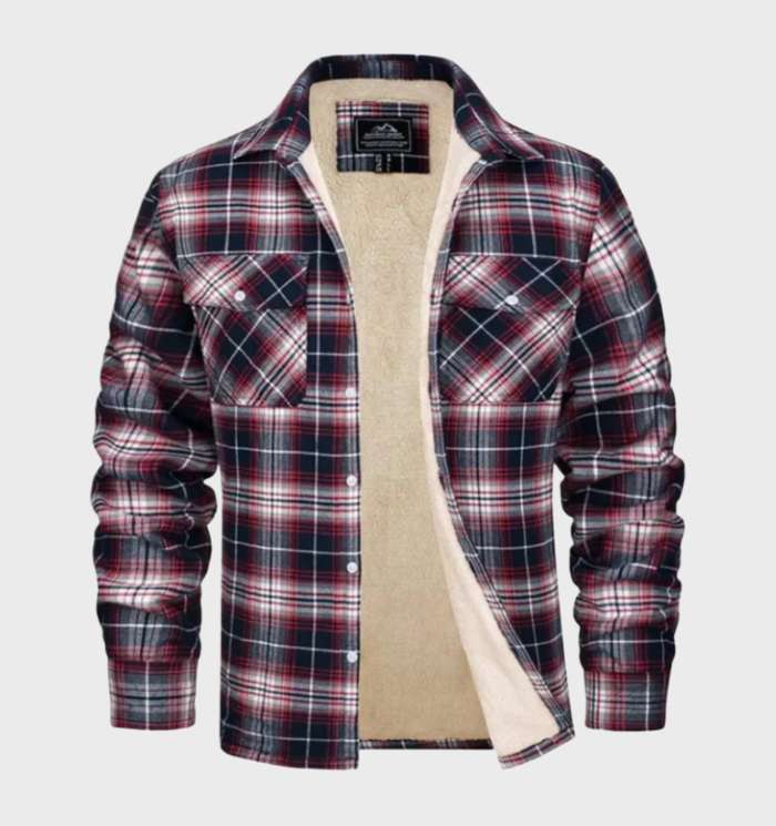 Herren Flanellhemd mit Fleece-Futter und Karomuster-S-Rot-Luzern Mode
