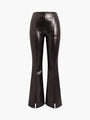 Damen Schlaghose aus Kunstleder mit Schlitz-Design-Dunkelbraun-XS-Luzern Mode