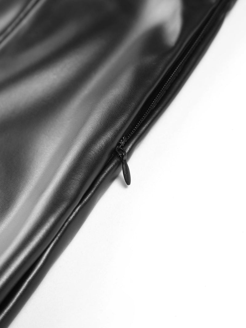 Damen Schlaghose aus Kunstleder mit Schlitz-Design-Luzern Mode