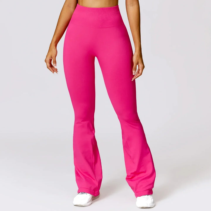 Damen-Schlaghose mit Hohem Bund für Yoga und Fitness-Rosa-S-Luzern Mode