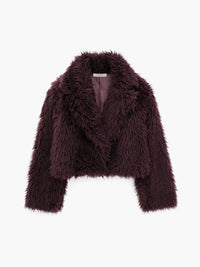 Damen Kunstpelzjacke mit voluminösem Kragen und Stil-Luzern Mode
