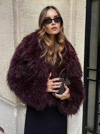 Damen Kunstpelzjacke mit voluminösem Kragen und Stil-XS-Luzern Mode