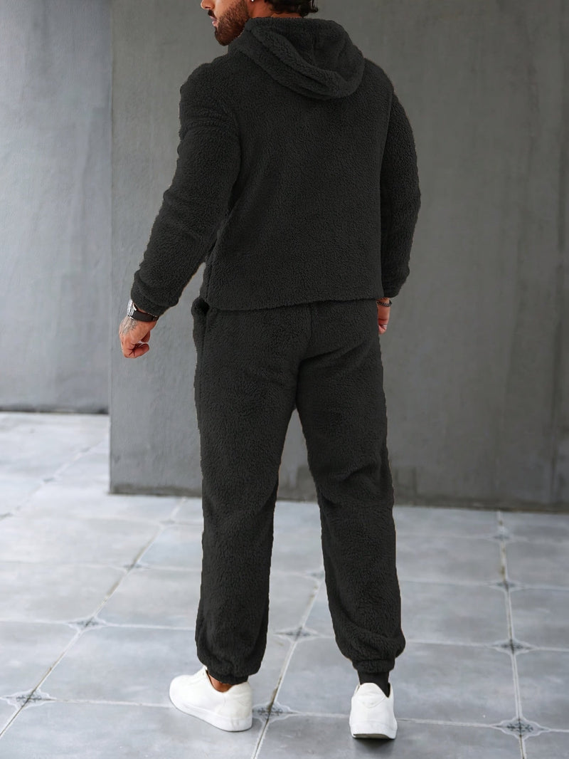 Herren Fleece Jogginganzug mit Kapuze für Freizeit und Sport-Luzern Mode