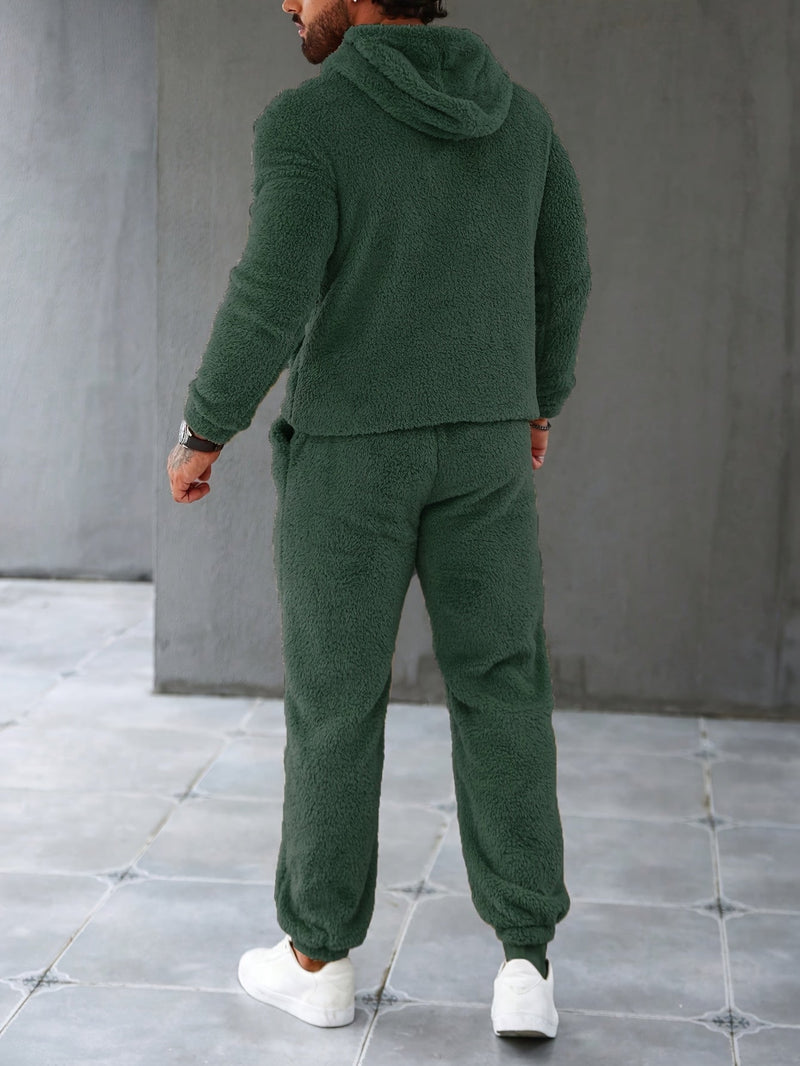 Herren Fleece Jogginganzug mit Kapuze für Freizeit und Sport-Luzern Mode