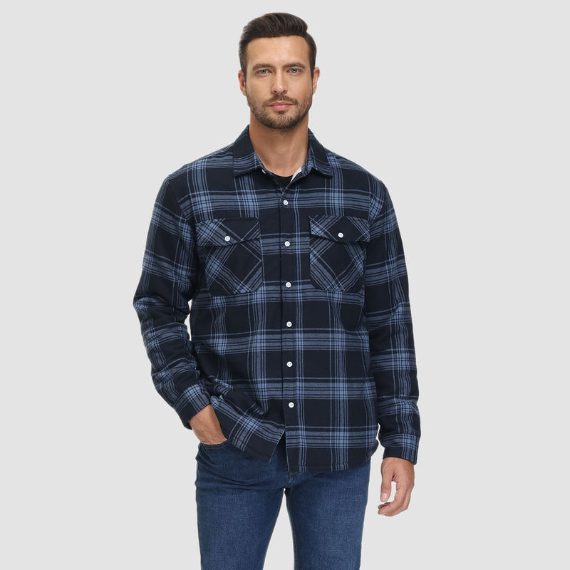 Herren Flanellhemd mit Fleece-Futter und Karomuster-Luzern Mode