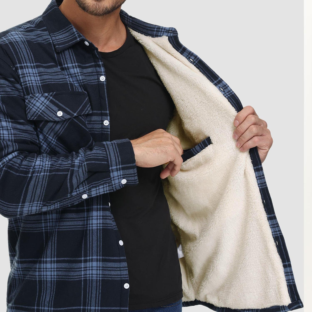 Herren Flanellhemd mit Fleece-Futter und Karomuster-Luzern Mode