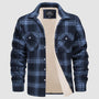 Herren Flanellhemd mit Fleece-Futter und Karomuster-Grau Blau-S-Luzern Mode