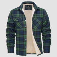 Herren Flanellhemd mit Fleece-Futter und Karomuster-Grün-S-Luzern Mode