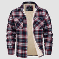 Herren Flanellhemd mit Fleece-Futter und Karomuster-Weiß Rot-S-Luzern Mode