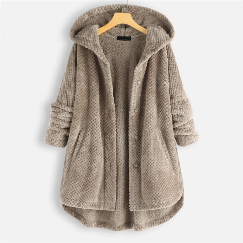 Herren Fleecejacke mit Kapuze für kalte Wintertage-Beige-S-Luzern Mode