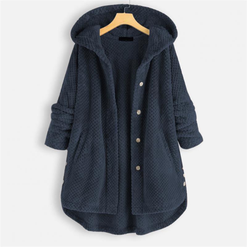 Herren Fleecejacke mit Kapuze für kalte Wintertage-Blau-S-Luzern Mode