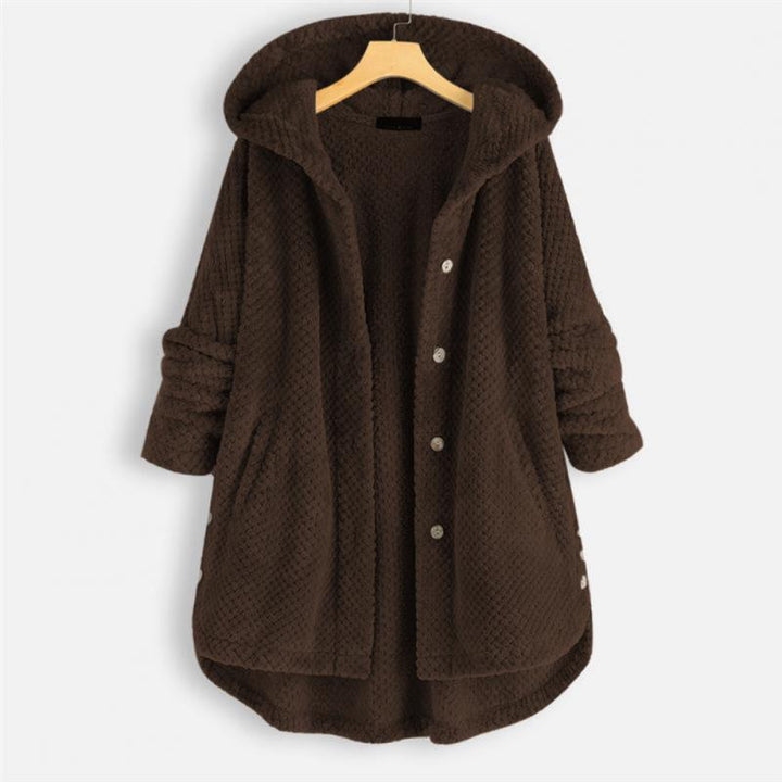 Herren Fleecejacke mit Kapuze für kalte Wintertage-Braun-S-Luzern Mode