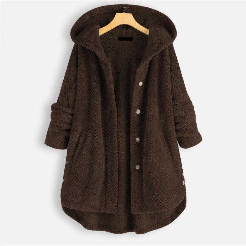 Herren Fleecejacke mit Kapuze für kalte Wintertage-Braun-S-Luzern Mode