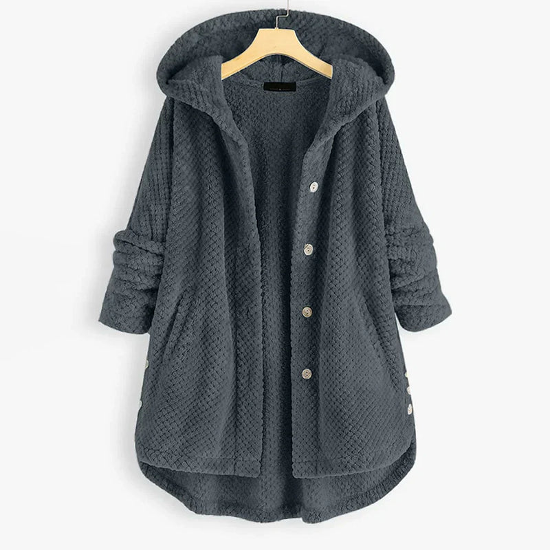 Herren Fleecejacke mit Kapuze für kalte Wintertage-Grau-S-Luzern Mode