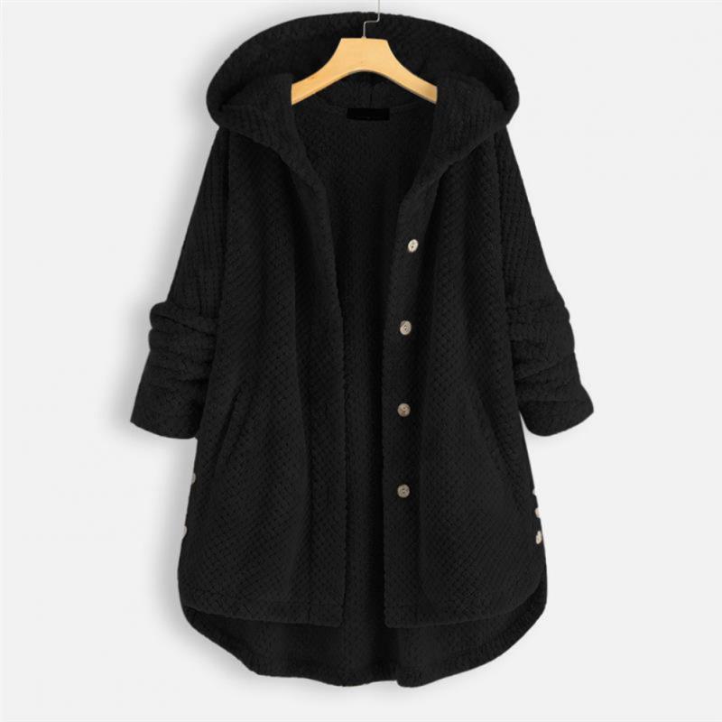 Herren Fleecejacke mit Kapuze für kalte Wintertage-Schwarz-S-Luzern Mode