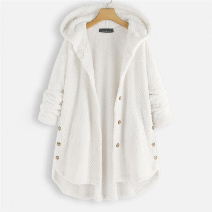 Herren Fleecejacke mit Kapuze für kalte Wintertage-Weiß-S-Luzern Mode