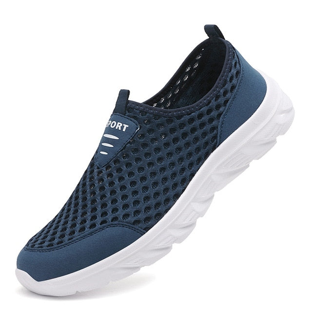 Herren Mesh Atmungsaktive Sommer Loafers Bequeme Schuhe-Blau-38-Luzern Mode