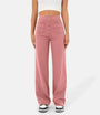 Damen High Waist Hose mit weitem Bein und Taschen-Rosa-S (36)-Luzern Mode