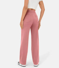 Damen High Waist Hose mit weitem Bein und Taschen-Luzern Mode