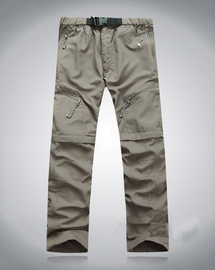 Herren Outdoorhose mit Reißverschlusstaschen und Gürtel-Khaki-S-Luzern Mode