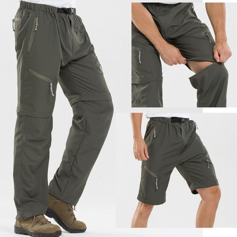 Herren Outdoorhose mit Reißverschlusstaschen und Gürtel-Olivgrün-S-Luzern Mode