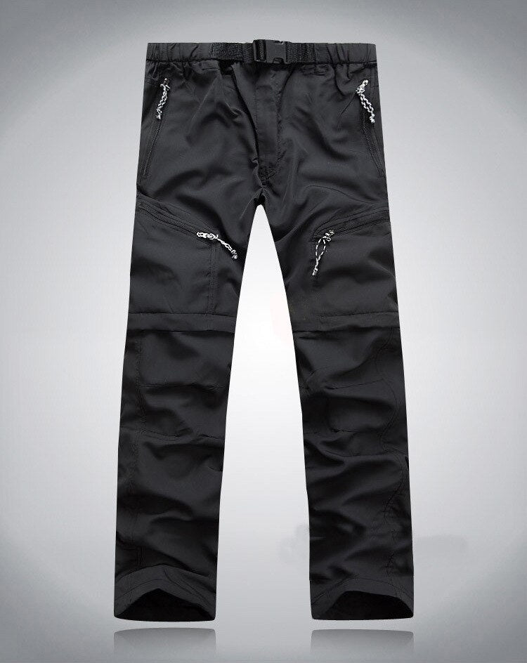 Herren Outdoorhose mit Reißverschlusstaschen und Gürtel-Schwarz-S-Luzern Mode