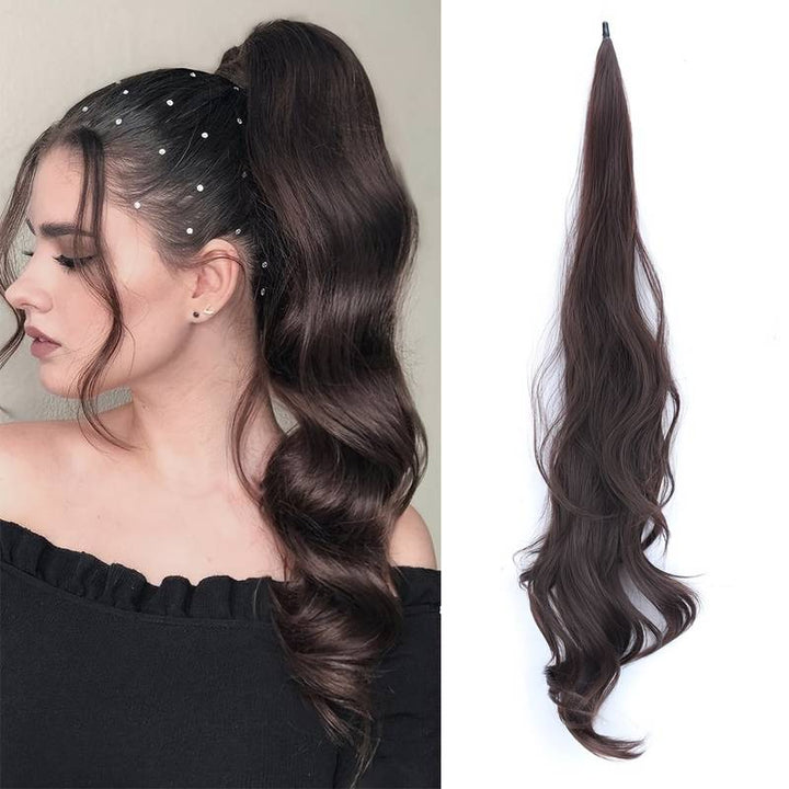 Haarverlängerung Clip-In Zopf Locken Echthaar Extensions-Dark Chocolate-Luzern Mode