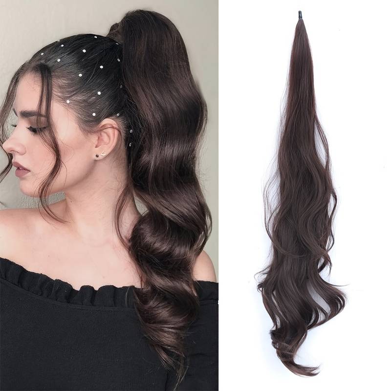 Haarverlängerung Clip-In Zopf Locken Echthaar Extensions-Dark Chocolate-Luzern Mode