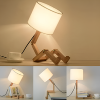Schreibtischlampe | Massivholz | Robotfigur | LED | Stoff | Biegsam-Luzern Mode