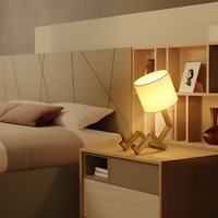 Schreibtischlampe | Massivholz | Robotfigur | LED | Stoff | Biegsam-Luzern Mode